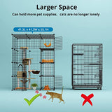 Eiiel Large Cat Cage, Cat Enclosures Indoor with Balcony, DIY Cat Playpen Detachable Metal Wire Kennels Crate 3x3x4 Large Exercise Place Ideal for 1-3 Cat Eiiel