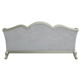Acme Qunsia Sofa with 5 Pillows in Light Gray Fabric and Champagne Acme