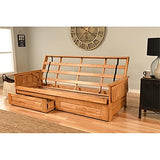 Kodiak Furniture Phoenix Queen Butternut Wood Storage Futon-Linen Stone Mattress Kodiak Furniture