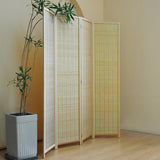 Furnnylane 4 Panel Bamboo Room Divider and Folding Panel Screen,Bamboo Panel Divider for Room Separation,Beige,67" H x 61.4" W Furnnylane