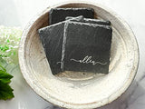 Engraved Slate Coasters for Drinks Custom Coaster Set Monogrammed Initial Name Personalized Gift for Couples Handmade by The Painted Pug (Engraved Slate) The Painted Pug