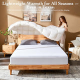 Gehtmnl Goose Down Fiber Comforter King Size – All Season Naturally Breathable Down Comforters, Luxury Hotel Collection Duvet Insert with 8 Corner Tabs, Cotton Fabric & Baffle Box (White,65oz Fill) Gehtmnl