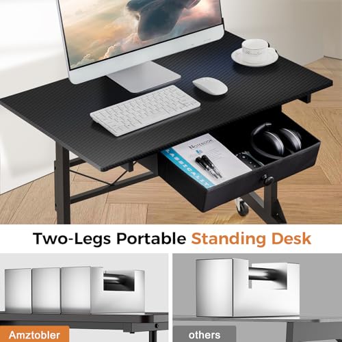 GTRACING Small Standing Desk Adjustable Height Small Computer Desk Mobile Portable Rolling Laptop Table with Wheels 32" Computer Workstation Sit Stand Desks Portable Standing Table Treadmill desks GTRACING