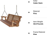 Amish Casual 4 Foot Roll Back Porch Swing with Cup Holders in Cedar Stain - Amish Made in The USA from Treated Pine, Heavy Duty 700 Lb Weight Capacity Amish Casual
