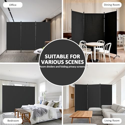 Kecreque Room Divider 3 Panel Room Dividers and Folding Privacy Screens with 4 Curved Metal Feet Partition Wall Divider,Cubicle Wall for Office Partitions,Bedrooms, Dining Rooms, Dorm Rooms Kecreque