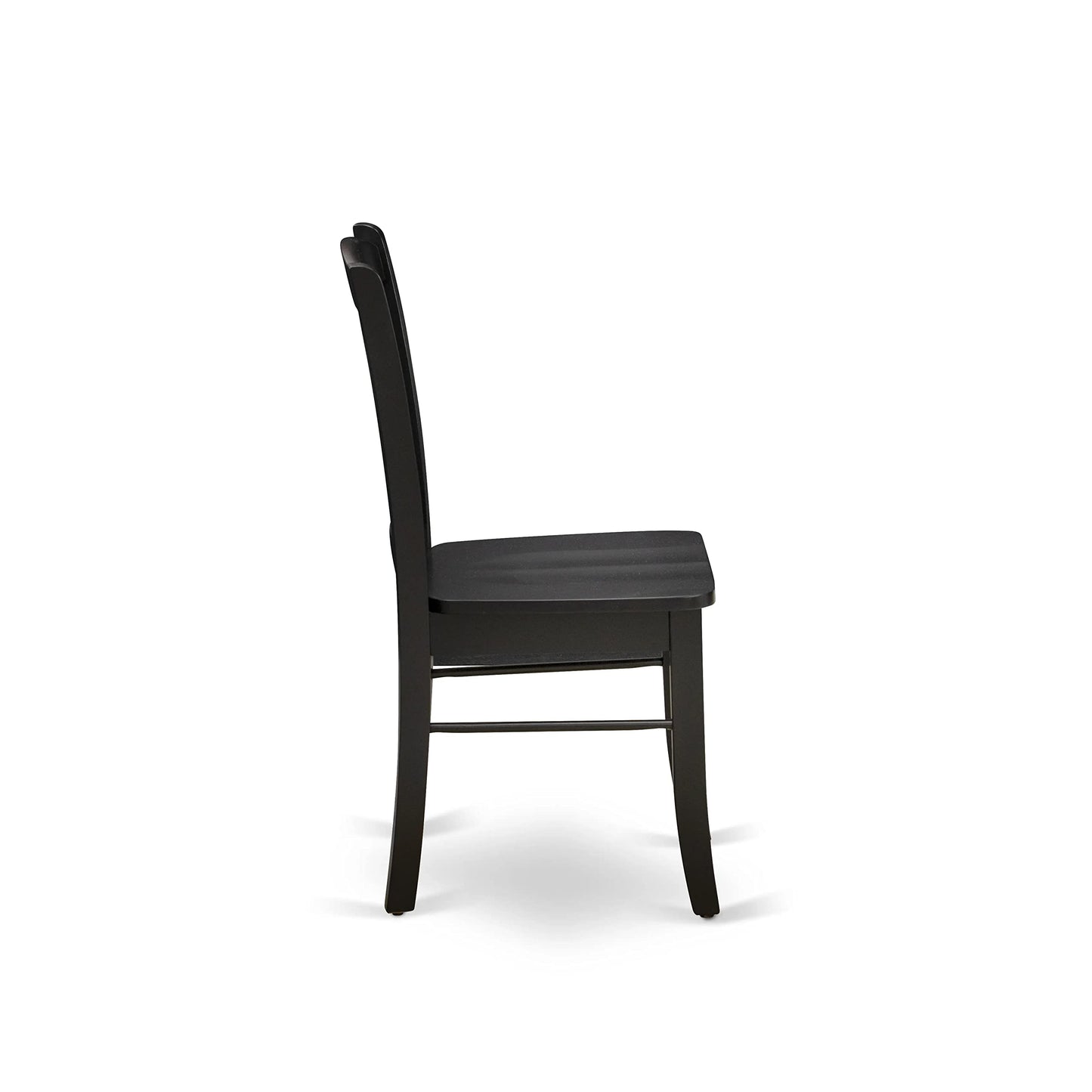 East West Furniture DLC-BLK-W Dublin Kitchen Dining Chairs - Slat Back Wood Seat Chairs, Set of 2, Black - WoodArtSupply