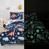 A Nice Night 5pc Glow in The Dark Kids Comforter Set,Dinosaur Galaxy Printed, Space Bedding Set Twin Size for Boys Girls Teen A Nice Night