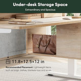 FEZIBO Electric Standing Desk 48 x 24 Inch with Monitor Shelf, 3 Drawers and Open Storage, Home Office Computer Workstation, Maple, 2 Packages FEZIBO