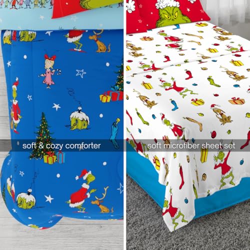 Grinch by Dr. Seuss Holiday & Christmas Bedding Super Soft Comforter and Sheet Set with Sham, 7 Piece King Size (Official Dr. Seuss Product) by Franco Franco
