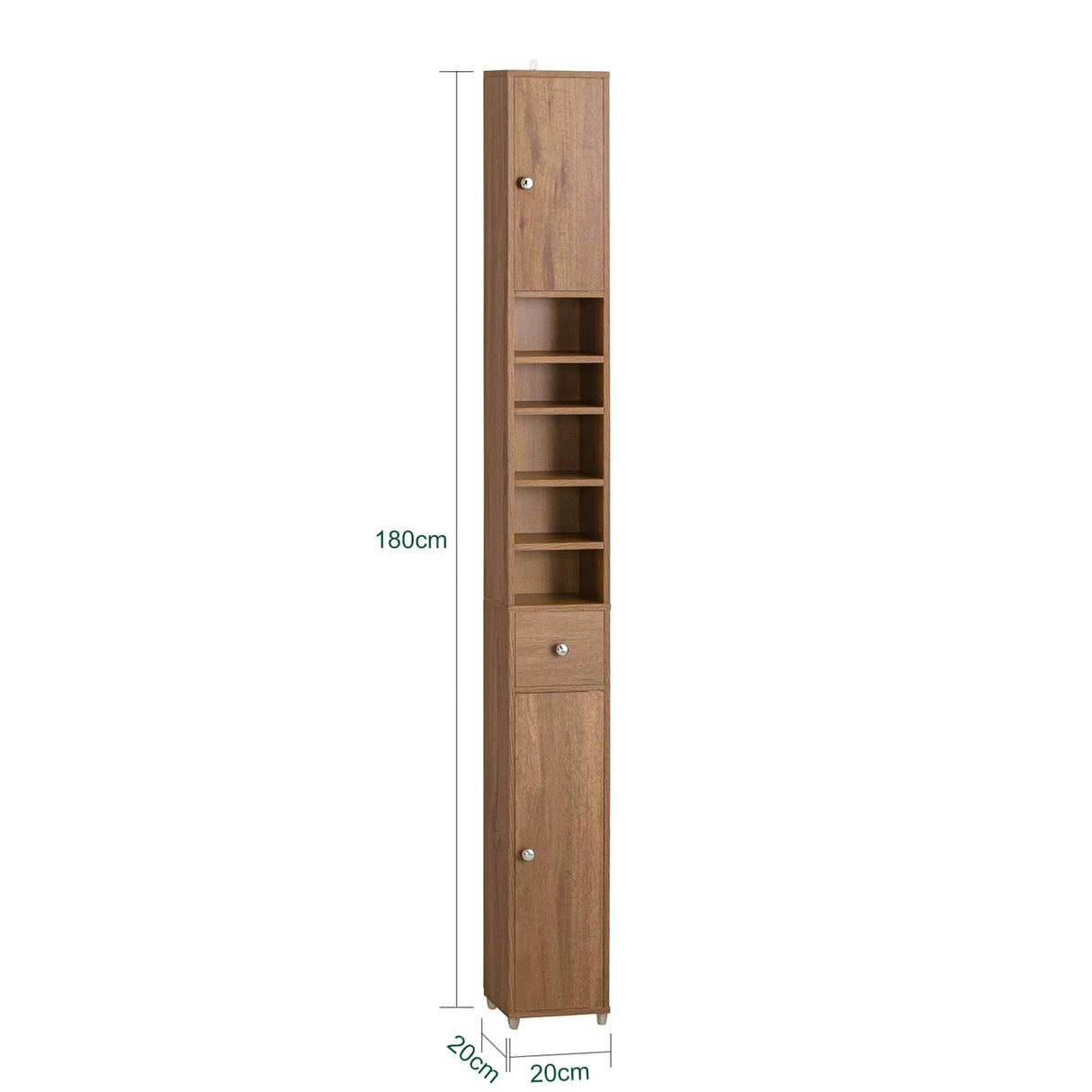 SoBuy Natural Bathroom Tall Cabinet with Drawer, Doors, and Adjustable Shelves SoBuy