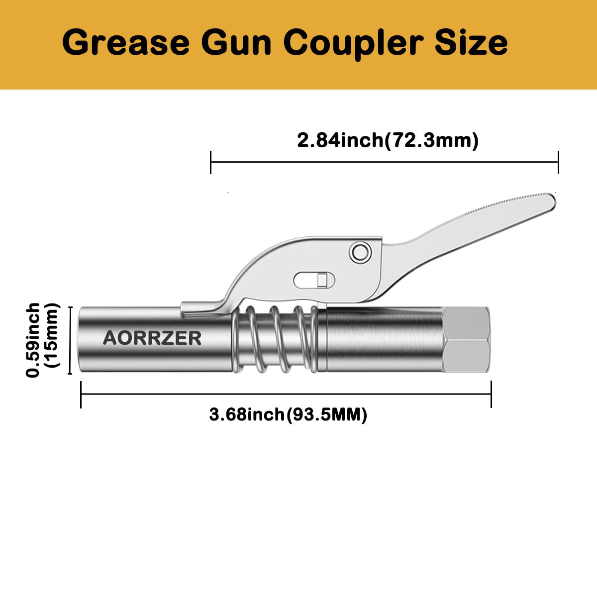 AORRZER Grease Gun Coupler 2 PCS, Strong Lock-on Greases Gun Couplers, 12000 PSI High Pressure Coupler Quick Release Grease, Durable and Compatible with All Grease Guns 1/8" NPT Grease Gun Fittings AORRZER