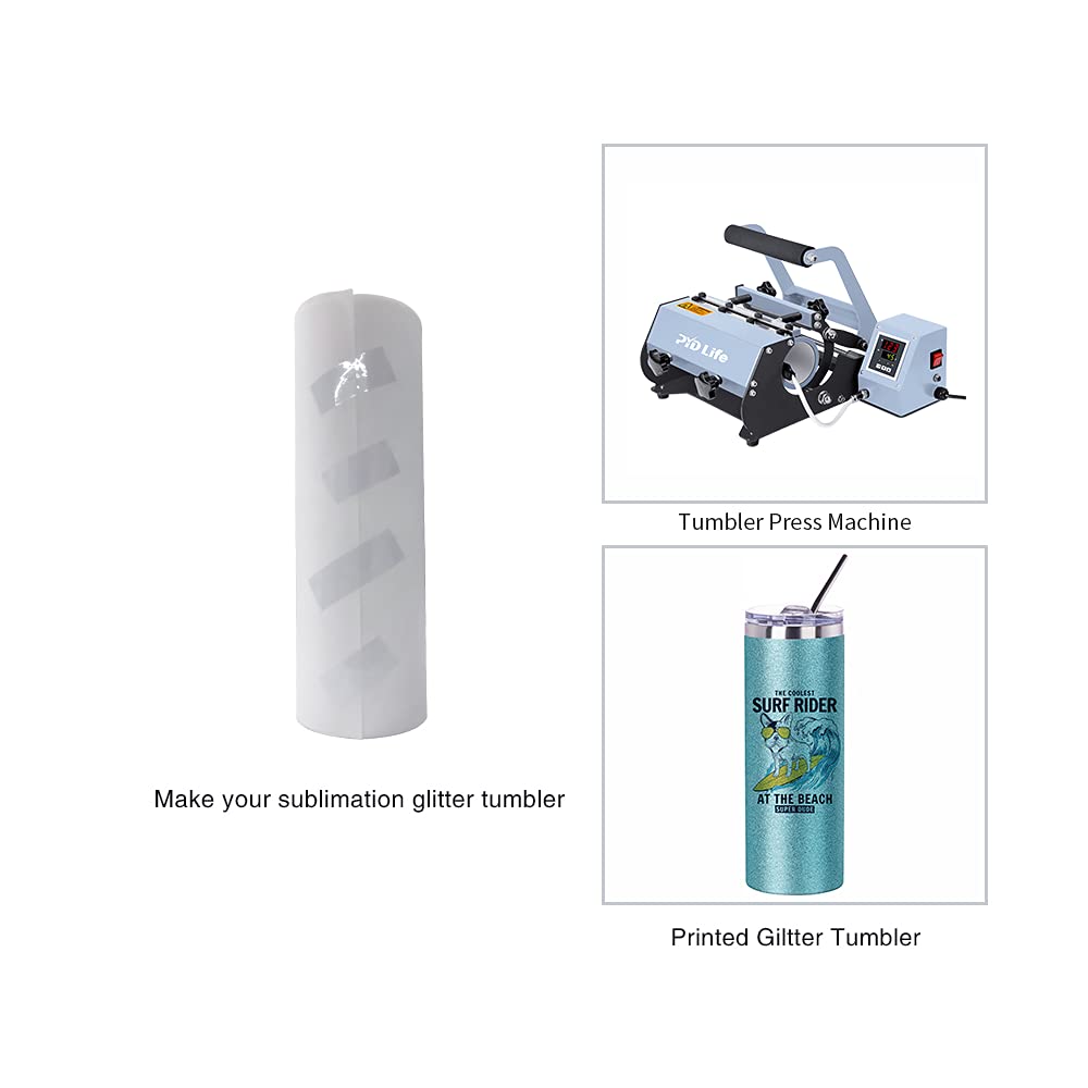 PYD Life Sublimation Blank Glitter Skinny Tumbler Teal 20 OZ Straight Stainless Steel Tumbler with Metal Straw for Tumbler Heat Press Machine Heat Transfer 4 Pack PYD Life