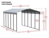 Arrow Carports Galvanized Steel Carport, Full-Size Metal Carport Kit, 12' x 24' x 9', Eggshell Arrow