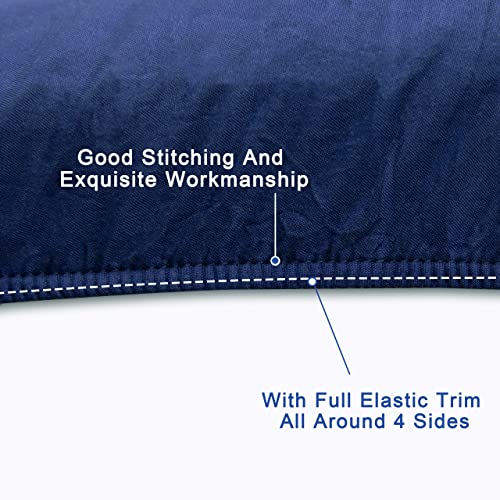 FLXXIE Toddler Bedding Set - 4 Piece Microfiber Crib Sheet Set, Crib Bedding Set Includes Quilted Comforter, Flat Top Sheet, Fitted Sheet, Envelope Pillow Case for Boys and Girls, Navy Blue FLXXIE