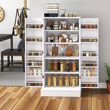 Jehiatek 47” Kitchen Pantry Cabinet, White Freestanding Buffet Cupboards Sideboard with Doors & Adjustable Shelves, Kitchen Pantry Storage Cabinet for Kitchen, Living Room and Dinning Room Jehiatek