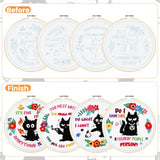 Rivvlive 4 Sets Funny Cat Embroidery Kit with Embroidery Hoop Pattern Needlepoint Kit for Beginners and Adults Needlepoint Crafts Set with Needles Thread and Instruction DIY