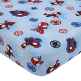 NoJo Marvel Spiderman Spidey and his Amazing Friends Spidey Time Red, Blue, and Grey 4 Piece Toddler Bed Set - Comforter, Fitted Bottom Sheet, Flat Top Sheet, and Reversible Pillowcase NoJo