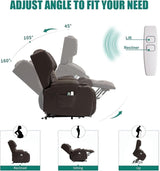 SDKOLPBNMZX Wall Hugger Electric Lift Recliner Chair with Heat & Massage for Elderly Genuine Leather Adjustable Recliner Sofa Lay Flat Living Room Comfort SDKOLPBNMZX
