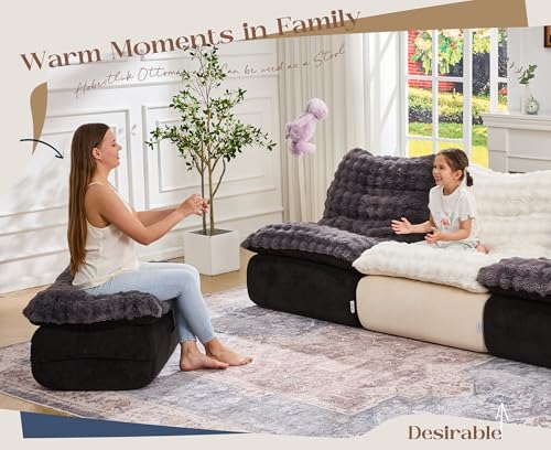 Hobestluk Sofa Couch Foam Sofa for Small Spaces Comfy Sofas with footrest Couch Recliner Small Sofas for Living Room, Bedroom, Apartment (Dark Grey)