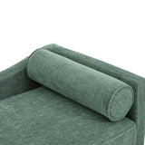 Christopher Knight Home Cagle Upholstered Loveseat Sofa with Splayed Legs, Birch Wood Frame Lounge Chair, Living Room Chaise Lounge Chair Indoor, Soft Lounge Sofa with Rolled Accent Pillow, Green Christopher Knight Home