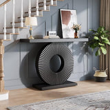 Tribesigns Modern Entryway Console Table, 39 inch Wooden Narrow Sofa Table Behind Couch with Geometric Base, Contemporary Accent Table for Living Room, Entrance, Hallway, Black Tribesigns