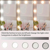 Rovaurx Makeup Vanity Table with Lighted Mirror, Makeup Vanity Desk with Storage Shelf and 4 Drawers, Bedroom Dressing Table, 10 LED Lights, White RSZT104W Rovaurx