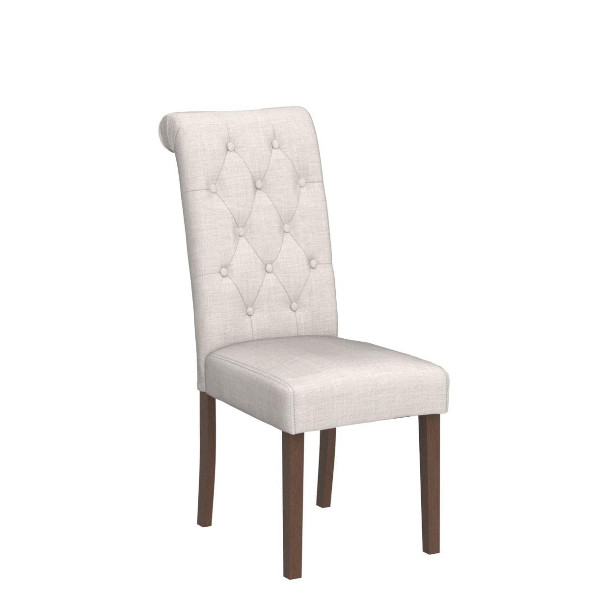 COLAMY Tufted Dining Room Chairs Set of 2, Accent Parsons Diner Chairs Upholstered Fabric Side Stylish Kitchen Chairs with Solid Wood Legs and Padded Seat - Beige COLAMY