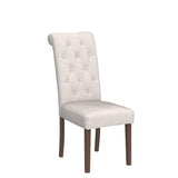 COLAMY Tufted Dining Room Chairs Set of 2, Accent Parsons Diner Chairs Upholstered Fabric Side Stylish Kitchen Chairs with Solid Wood Legs and Padded Seat - Beige COLAMY