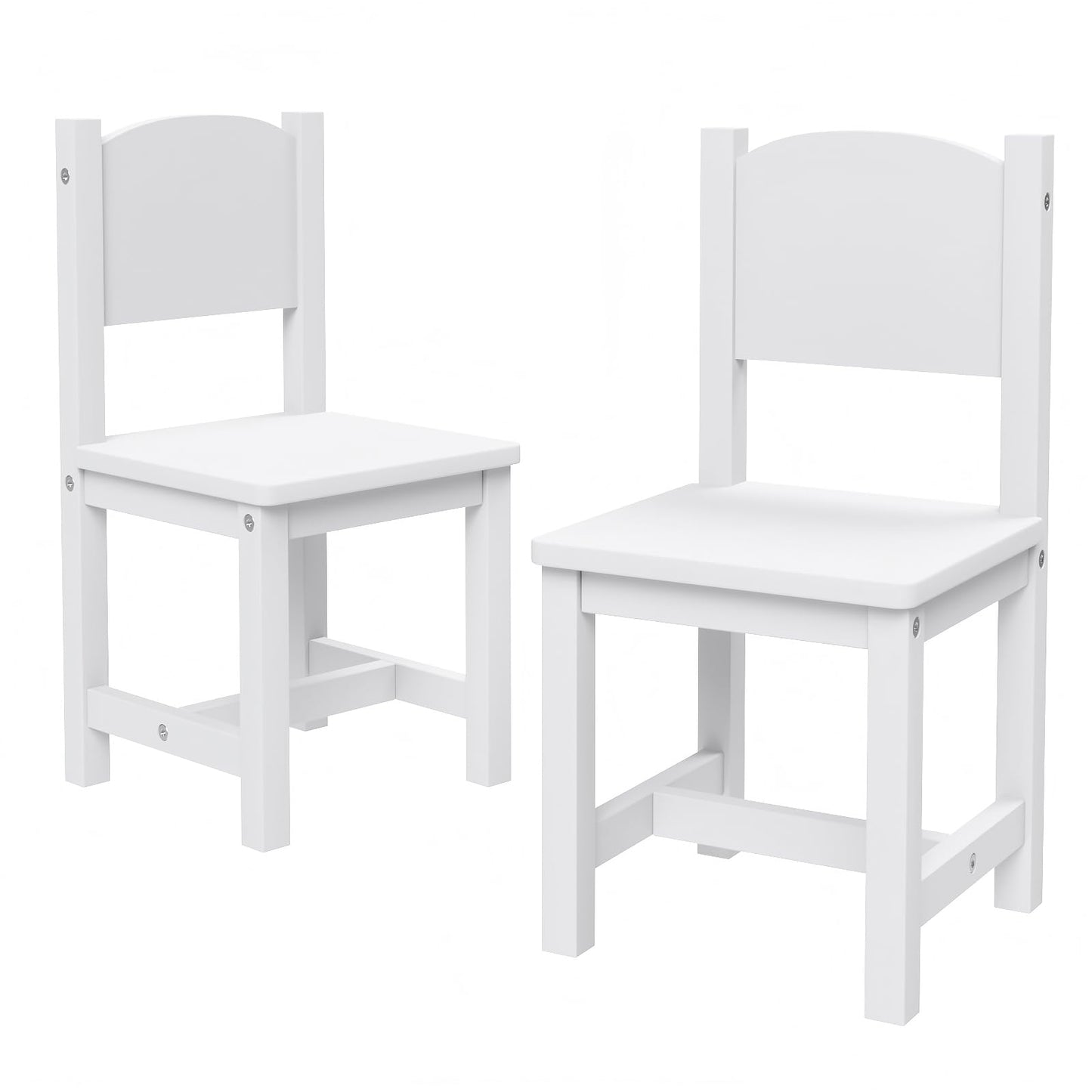 Timy Toddler Wooden Chair Pair, Kids Furniture for Eating, Reading, Playing 2 Pack (White)