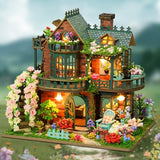 ISSEVE DIY Miniature House Kit, Tiny House Dollhouse Kit for Adults, Mini House Building Kits, Miniature Kit Adult Craft Diorama Kit Home Bookshelf Decoration, Gifts for Birthday (Fairy Garden House)