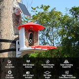 Tinllaans Bird Feeder with Camera,Smart Bird Feeder Camera with Solar Panel,2.5K HD Wild Bird Camera AI Identify Bird Species Auto Capture Videos & Tinllaans