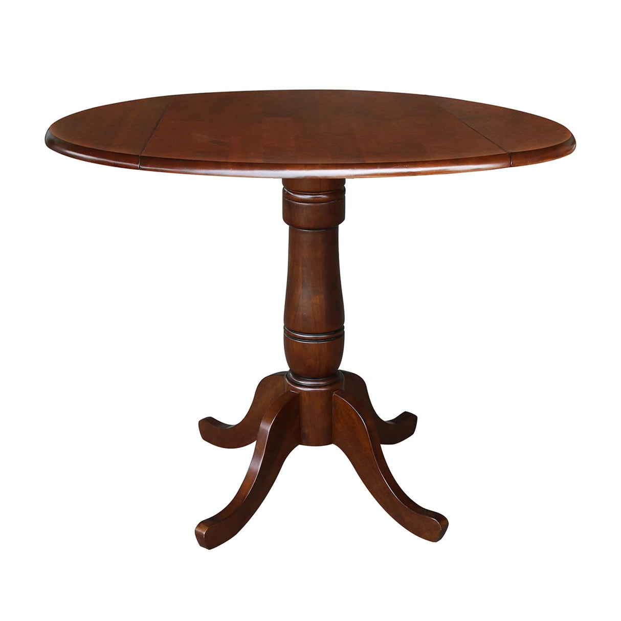 IC International Concepts International Concepts Round Hardwood Dual Drop Leaf Pedestal Espresso Dining Table IC International Concepts