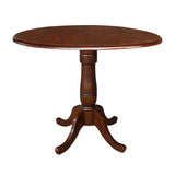 IC International Concepts International Concepts Round Hardwood Dual Drop Leaf Pedestal Espresso Dining Table IC International Concepts