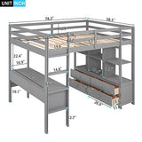 Gray Full Size Loft Bed with Desk & Storage by Harper & Bright Designs Harper & Bright Designs