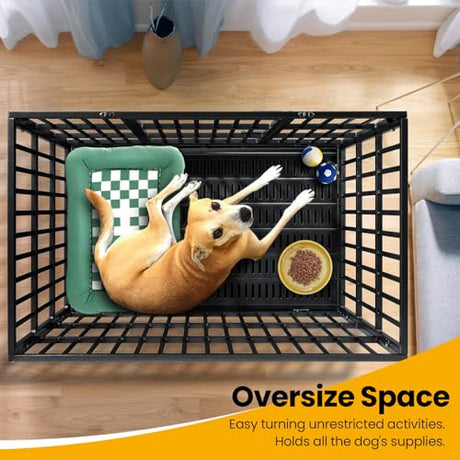Oranland 48 inch Heavy Duty Indestructible Dog Crate,2025 New Upgraded Reinforced Baseplate for Large Dogs,XL Dog Crate for High Anxiety Dogs/Max Load Capacity 250lbs/Double Door with Wheels Oranland