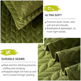 Ivellow Velvet Quilt Queen Size Green Lightweight Velvet Comforter Set Oversized Bedspread Coverlet Full for All Season 3Pcs Luxury Quilted Bedding Ivellow