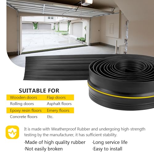 20FT Universal Garage Door Threshold Seal Strip - Garage Door Bottom Weatherproof Rubber Seal Strip DIY Weather Stripping Replacement (Black) by Beaquicy Beaquicy