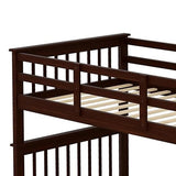 Ball & Cast Twin-Over-Twin Bunk Bed with Storage Ladder and Full-Length Guard Rail,Wood Bunkbed w/Slat Support,Space Saving,Bedframe Furniture for Student Dorms,Studio,Espresso Ball & Cast
