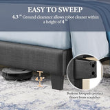 Yaheetech Dark Gray Upholstered Full Bed Frame with Wing Design and Wooden Slats Yaheetech