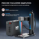 Monport 60W Fiber Laser Engraver Compatible with Lightburn, MOPA Color Marking Laser Marking Machine with 6.9" x 6.9" Lens Red Dot Guide Manual Focus for Metal Aluminum Gold Steel More Monport