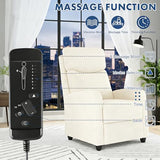 Simple Deluxe Massage Recliner Chair - Adjustable PU Leather Recliner, Luxe Reading Chair & Sofa Chair for Living Room Chairs or Bedroom Chair, Small Recliner for Home Theater, Beige