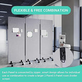 Soundproof Room Divider with Wheels, 66in Office Dividers for Sound Proofing & Reducing, 3 Panel Sound Proof Dividers for Office Partitions Portable Temporary Wall Acoustic Wall Divider，Light Grey YASRKML