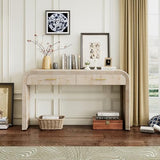 VilroCaz Unique Retro Curved Console Table with 2 Top Drawers, Versatile 59'' Long Accent Entryway Table Sofa Table for Entrance, Dinning Room, Living Room (Natural-C5) VilroCaz