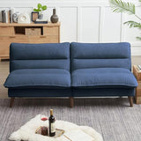 Chireca 72" Futon Sofa Bed, Convertible Futon Couch with Adjustable Backrest, Modern Corduroy Sleeper Sofa for Small Spaces, Living Room, Office, Blue Chireca