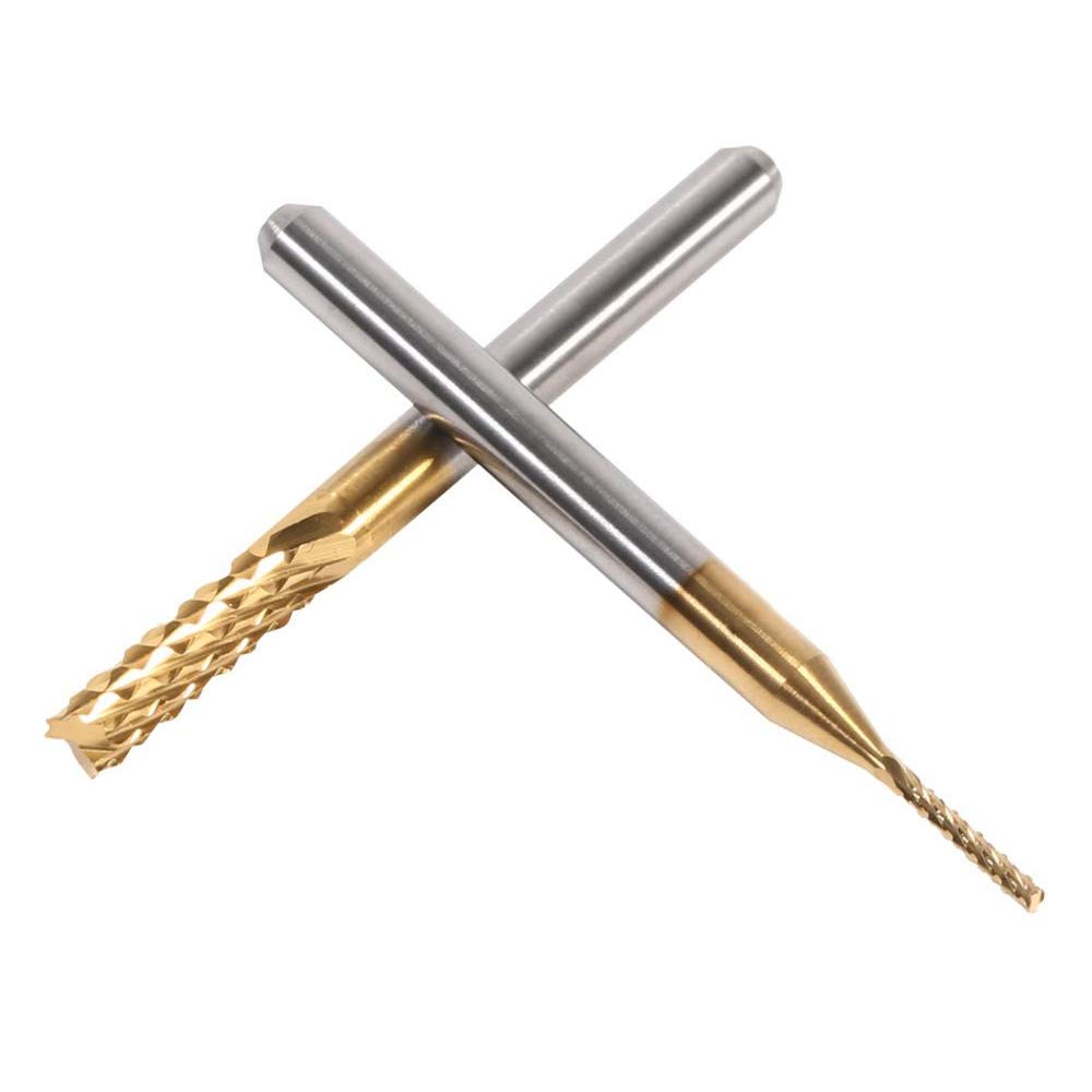 10pcs 0.8-3mm Titanium Coated Engraving Milling Cutter Carbide Bits, 1/8'' Shank for Dremel Rotary Tools by YEEZUGO YEEZUGO