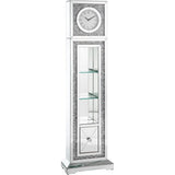 Acme Noralie Grandfather Clock in Mirrored & Faux Diamonds Acme