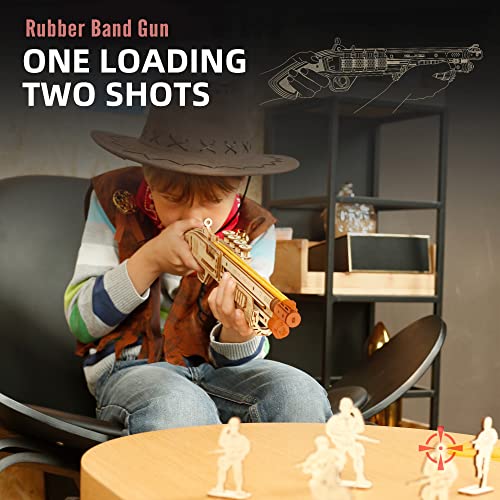 ROKR 3D Wooden Puzzle Rubber Band Guns for Adults,Toy Shotgun Model Building Kits for Adults to Build,Toy Guns for Kids 12-14,Challenge Wood Crafts Puzzles for Adults,Cool Toys Hobbies for Men Women ROKR