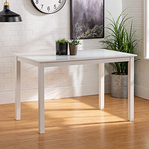 Walker Edison 4 Person Modern Farmhouse Wood Small Dining Table Dining Room Kitchen Table Set 4 Chairs Set, 48 Inch, White and Grey Walker Edison