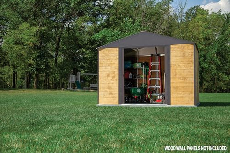 Arrow 10' x 12' Ironwood Galvanized Steel Hybrid Outdoor Shed Kit, Anthracite Arrow