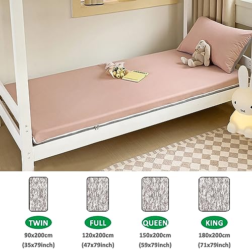 Japanese Floor Mattress Cover with Zipper,100% Cotton Cover for Traditional Shikibuton Futon Mattress, Futon Mattress Protective Cover,Reversible Washable,Pink2,Full/120x200cm Generic